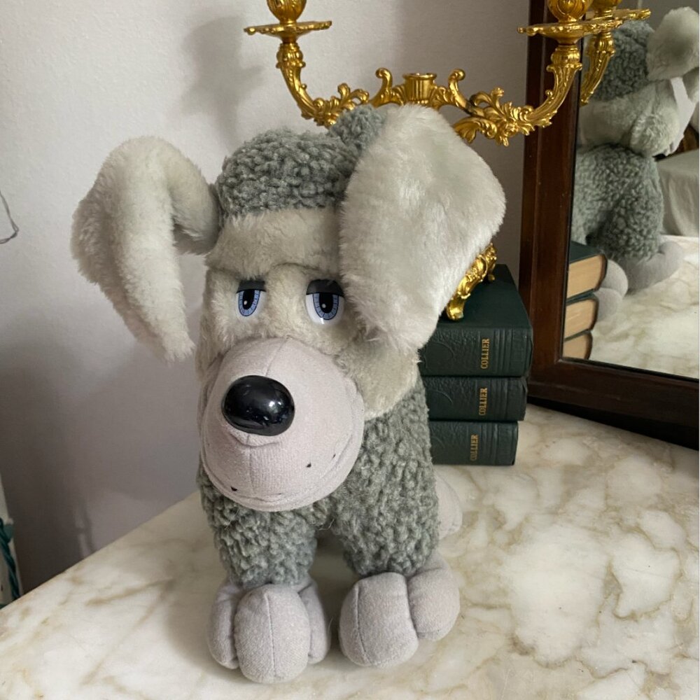 Vintage 1990 Pooch Patrol Tonka Gray Poodle Dog Plush Stuffed Animal Toy 11 Inch